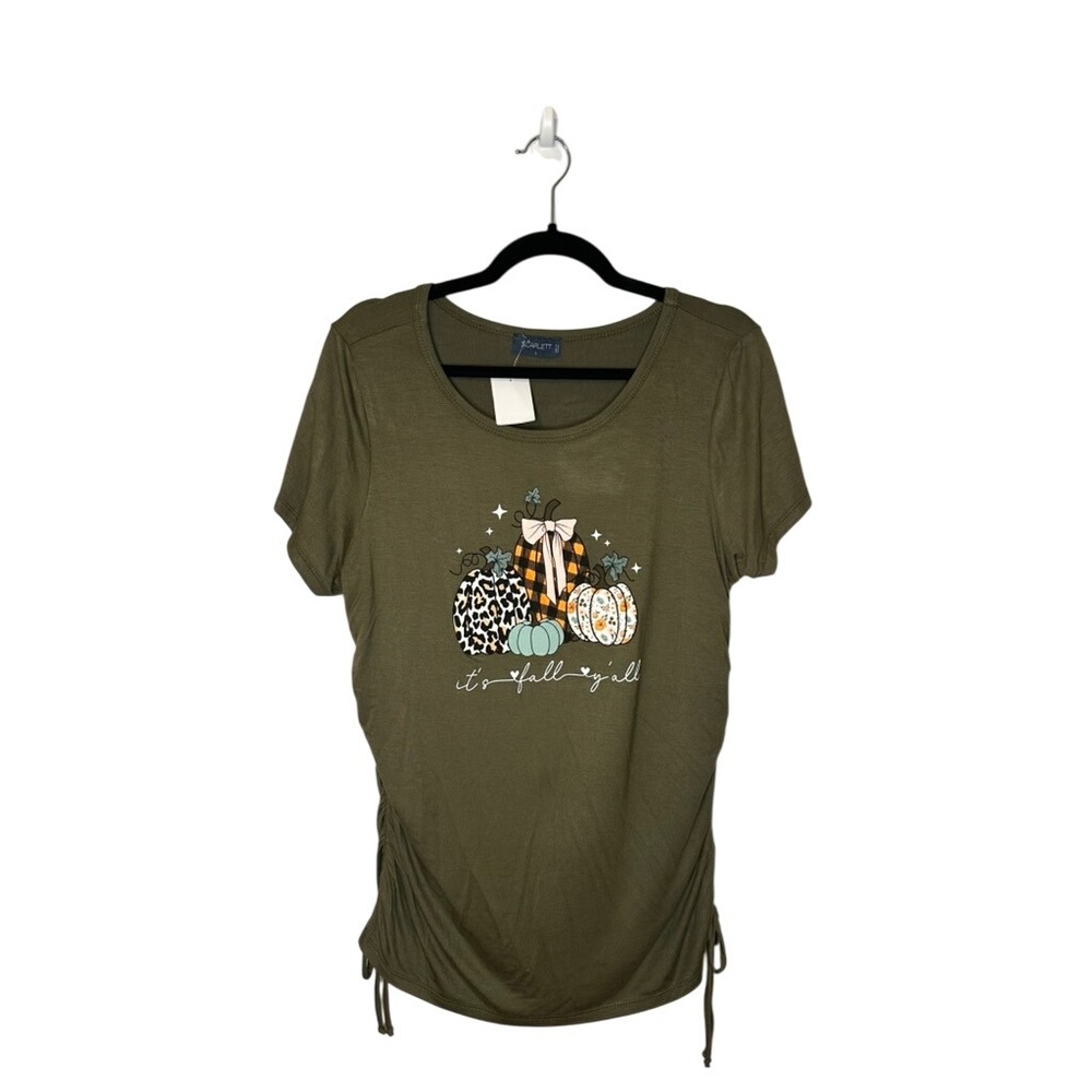 Scarlett Fall Pumpkin Olive Green T Shirt Women's Size L‎ Holiday Cute